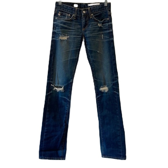 Sz24 Adriano Goldschmied AG Tomboy boyfriend fit Distressed Medium Wash in VGUC - Picture 2 of 16